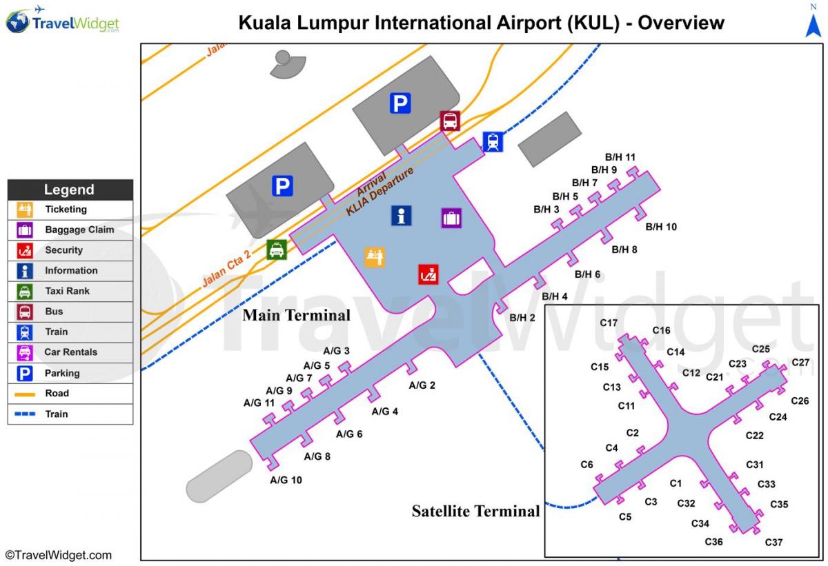 kuala lumpur flygplats största terminal karta