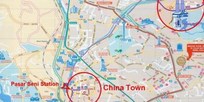 Chinatown i kuala lumpur på kartan