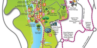 Karta över perdana botaniska trädgård